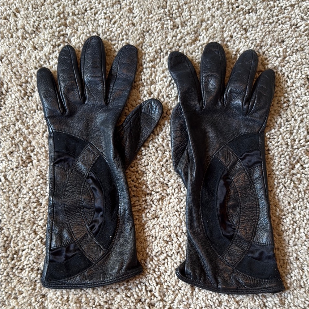 Neiman Marcus leather & silk gloves